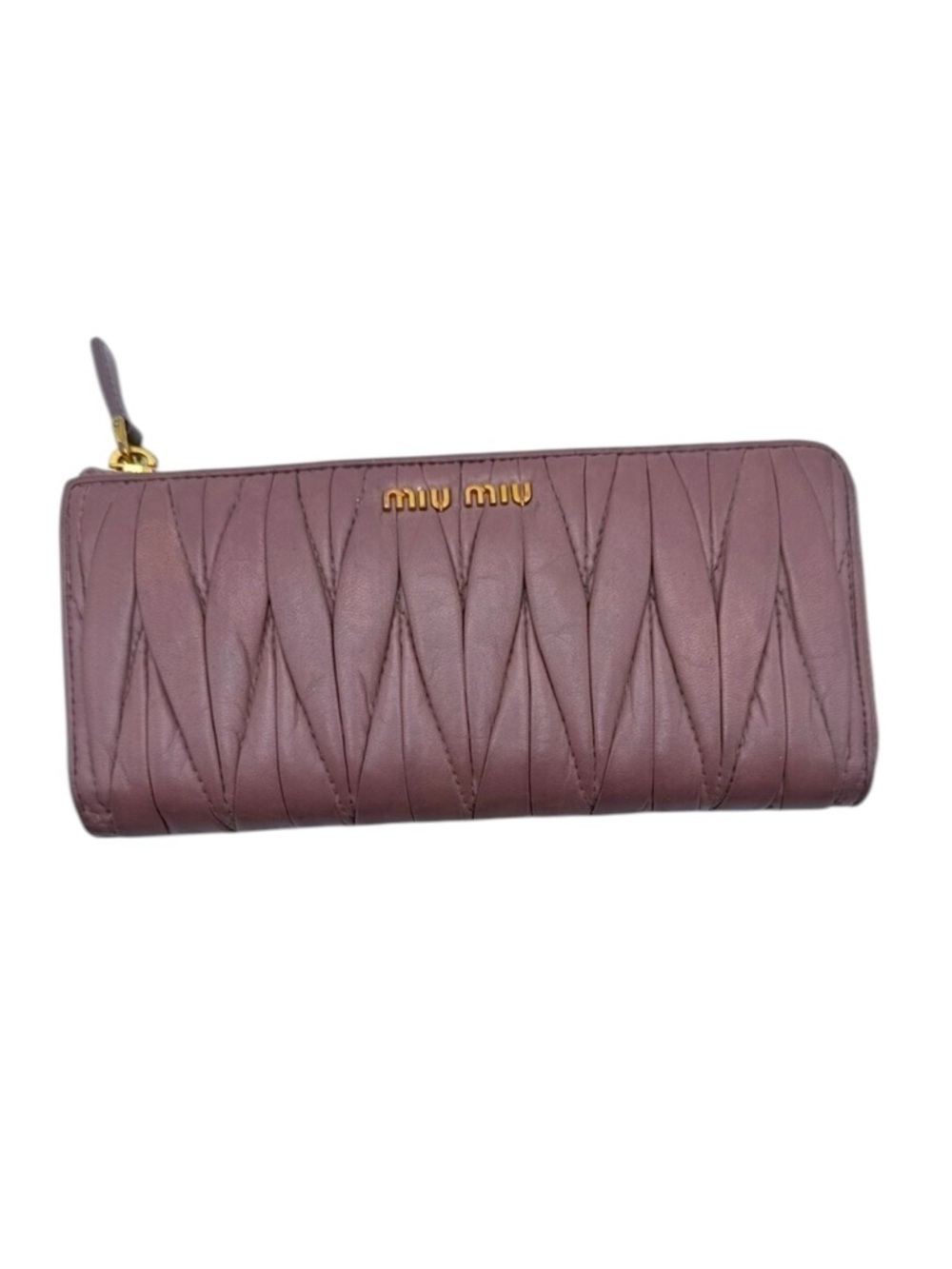 Miu Miu Pink Leather Women's Long Wallet And Box
